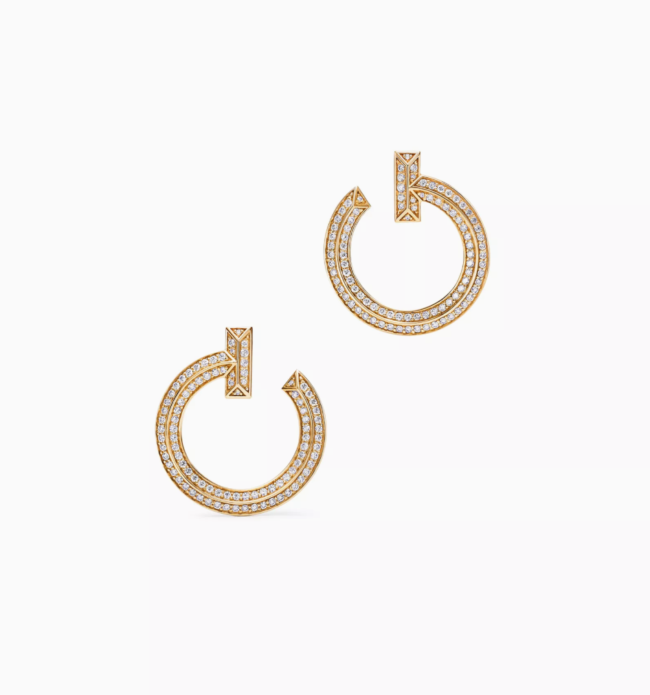 TI.  오픈 후프 이어링, 다이아 파베